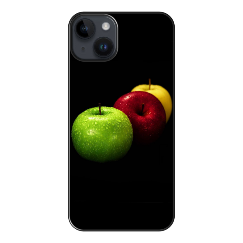 Apple - iPhone 14 Plus Yeşil-Kırmızı-Sarı Elmalar Silikon Kılıf