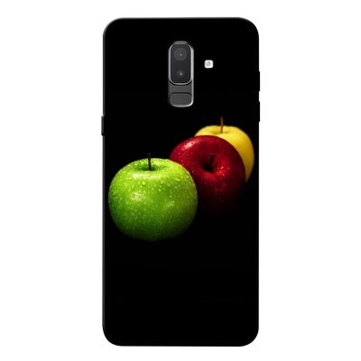 Samsung - Galaxy J8(2018) Yeşil-Kırmızı-Sarı Elmalar Silikon Kılıf