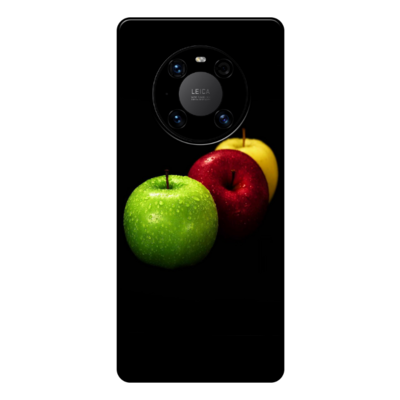 Huawei - Mate 40 Pro Yeşil-Kırmızı-Sarı Elmalar Silikon Kılıf