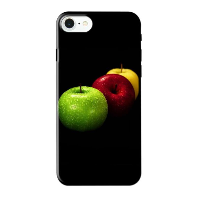 Apple - iPhone 7 Yeşil-Kırmızı-Sarı Elmalar Silikon Kılıf