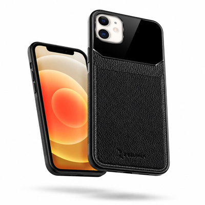 Apple iPhone 11 ブラック 本体とケース Apple iPhone 11 Uyumlu Zebana Lens Deri Siyah Kılıf