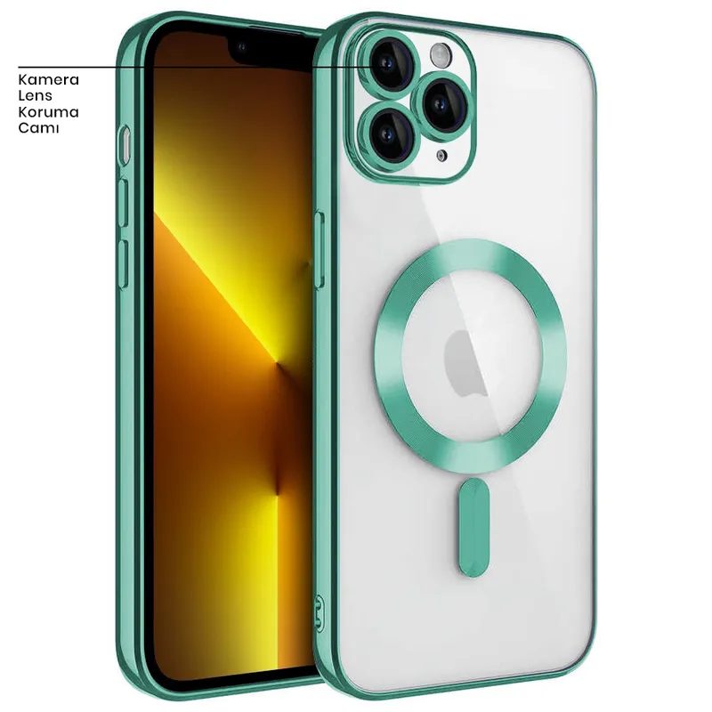 Apple - iPhone 11 Pro Zebana Glint Silikon Kılıf (Kablosuz Şarj Destekli) - Yeşil