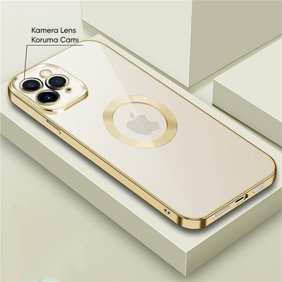 Apple iPhone 11 Pro Max Uyumlu Zebana Glint Silikon Gold Kılıf