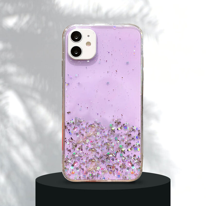 Apple - iPhone 11 Zebana Love Simli Silikon Kılıf - Mor
