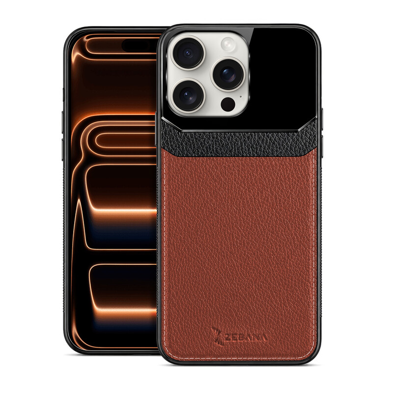 Apple iPhone 12 Pro Uyumlu Zebana Lens Deri Kahverengi Kılıf