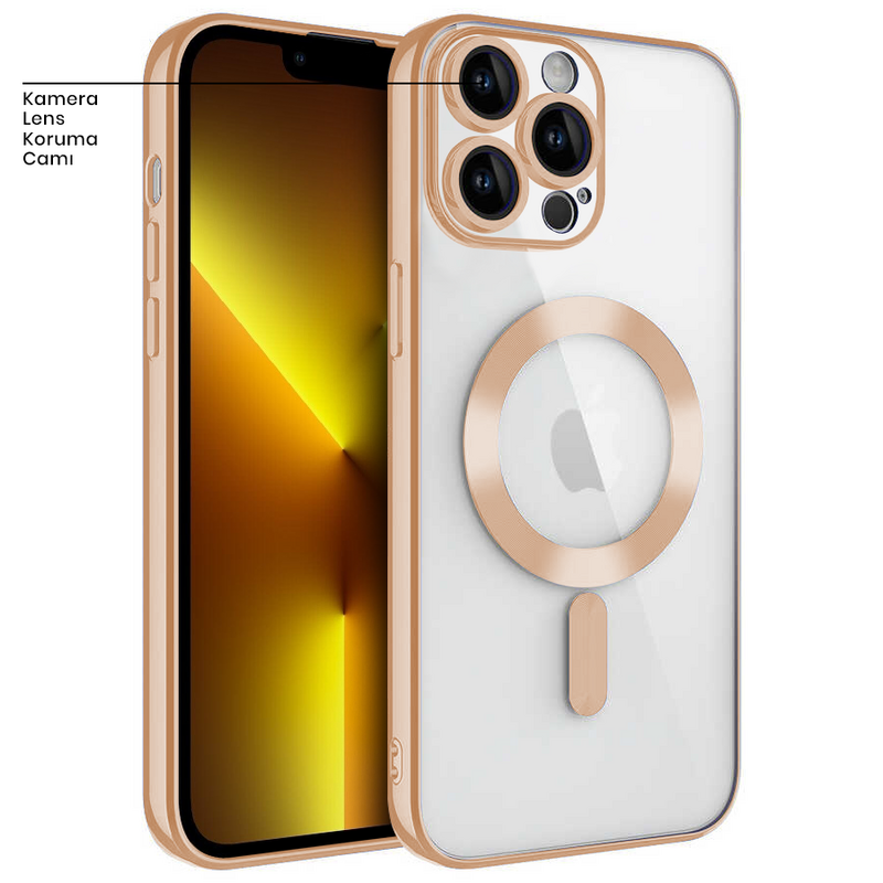 Apple iPhone 12 Pro Uyumlu Zebana Glint Silikon Gold Kılıf
