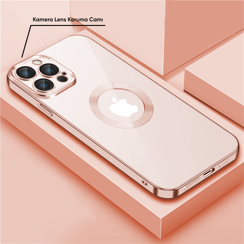 Apple iPhone 12 Pro Max Uyumlu Zebana Glint Silikon Gold Kılıf