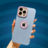 Apple - iPhone 13 Pro Max Zebana Candy Silikon Kılıf - Mavi - Rose Gold