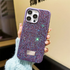 Apple - iPhone 13 Pro Max Zebana Taşlı Star Glitter Silikon Kılıf - Derin Mor