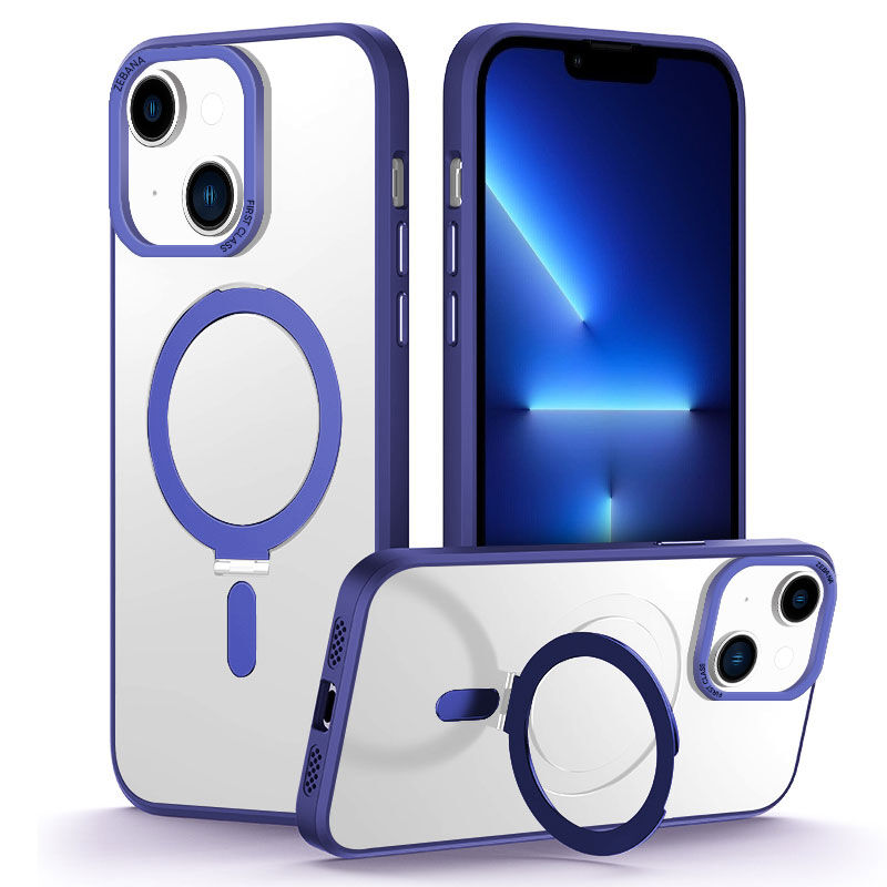 Apple iPhone 13 Zebana First Class Standlı Silikon Açık Mavi Kılıf
