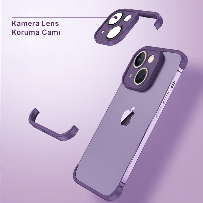 Apple iPhone 14 Plus Zebana Corner Pad Derin Mor Kılıf