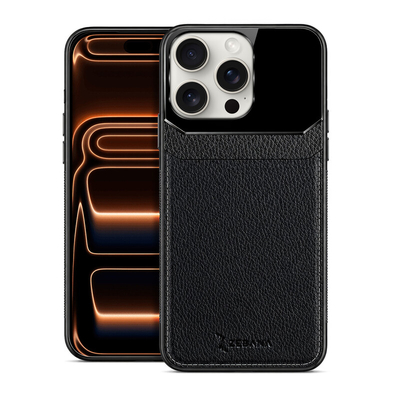 Apple iPhone 14 Pro Max Uyumlu Zebana Lens Deri Kahverengi Kılıf