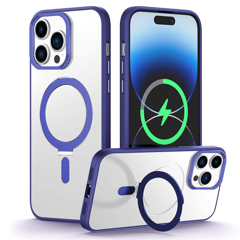 Apple iPhone 14 Pro Zebana First Class Standlı Silikon Açık Mavi Kılıf