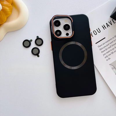 Apple iPhone 15 Pro Max Uyumlu Zebana 2in1 Titanium Rubber Siyah