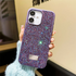 Apple - iPhone 16 Plus Zebana Taşlı Star Glitter Silikon Kılıf - Derin Mor