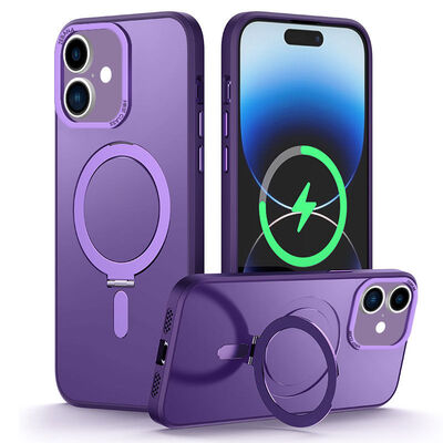 Apple iPhone 16 Zebana First Class Standlı Silikon Derin Mor Kılıf