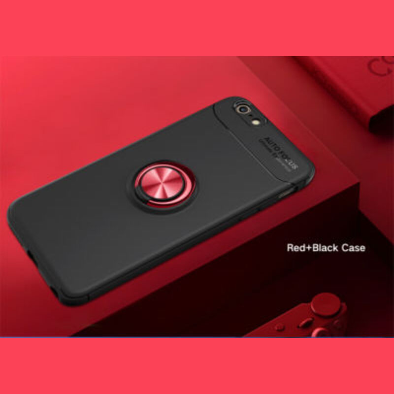 Apple - iPhone 6S Zebana Yüzüklü Silikon Kılıf - Siyah - Kırmızı