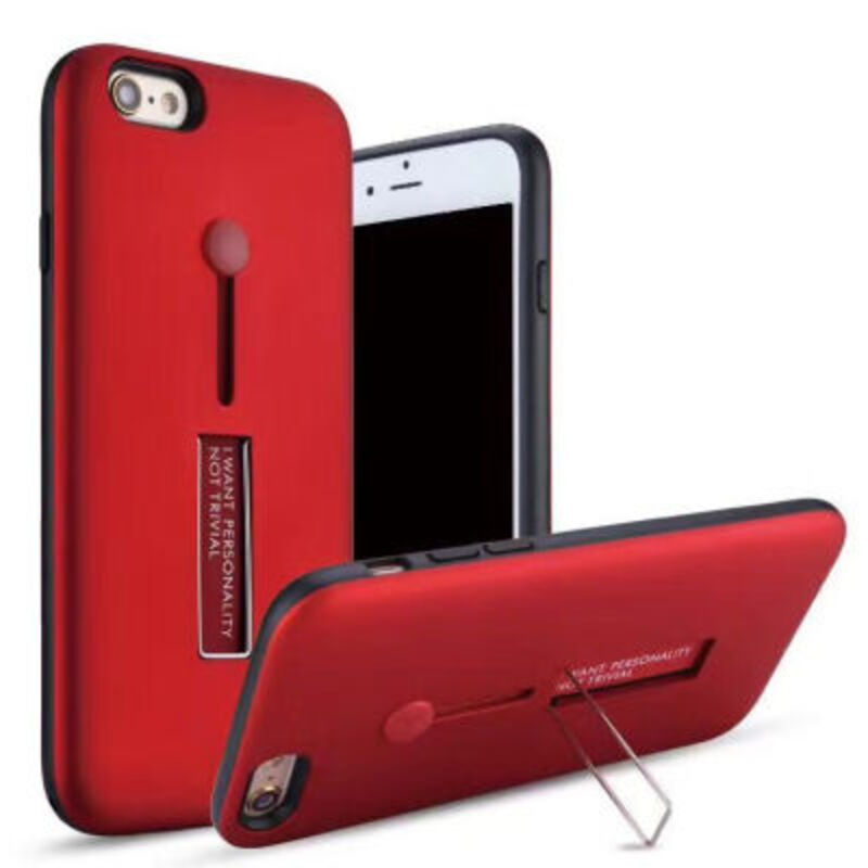 Apple - iPhone 7 Olive Standlı - Ringli Kılıf - Kırmızı