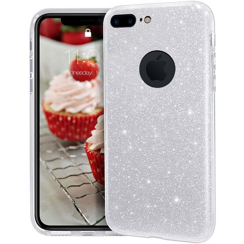 Apple - iPhone 6S Plus Shining Simli Silikon Kılıf - Gri