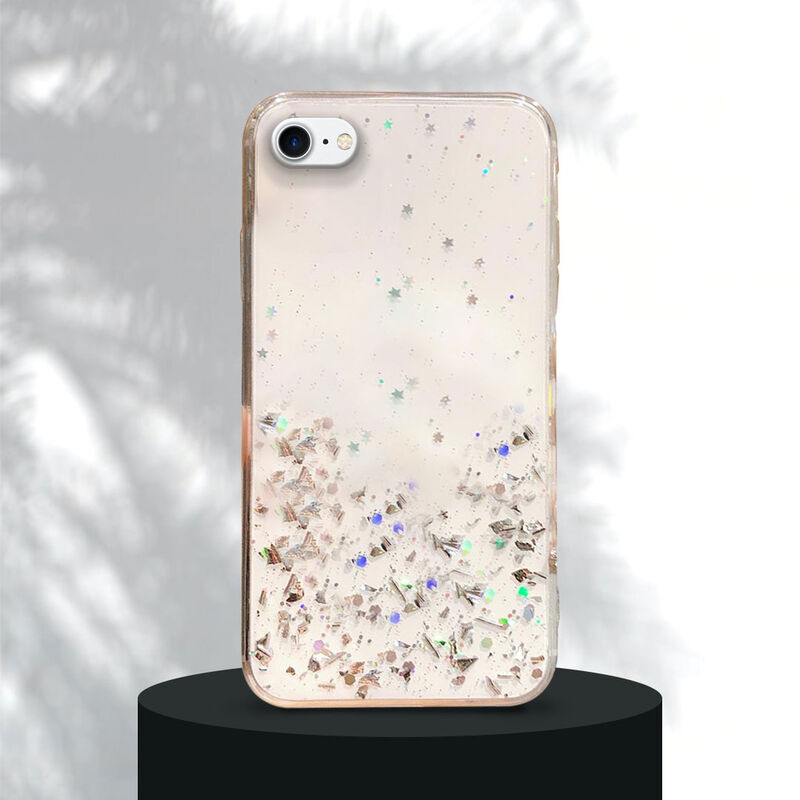 Apple - iPhone 7 Zebana Love Simli Silikon Kılıf - Şeffaf