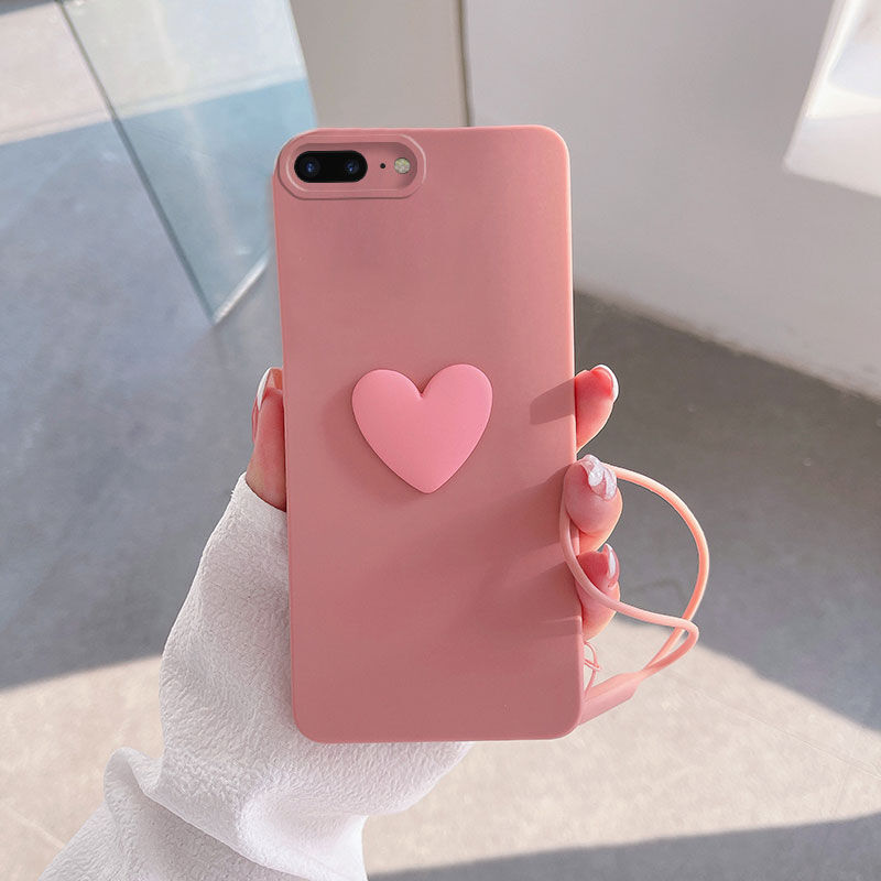 Apple - iPhone 8 Plus Zebana Kalpli Love Silikon Kılıf - Rose Gold