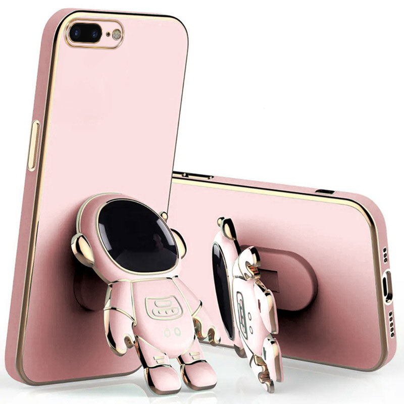 Apple - iPhone 8 Plus Zebana Standlı Astronot Silikon Kılıf - Rose Gold
