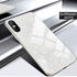 Apple - iPhone XS Marbel - Silikon Kenar Tempered Glass Kılıf - Beyaz