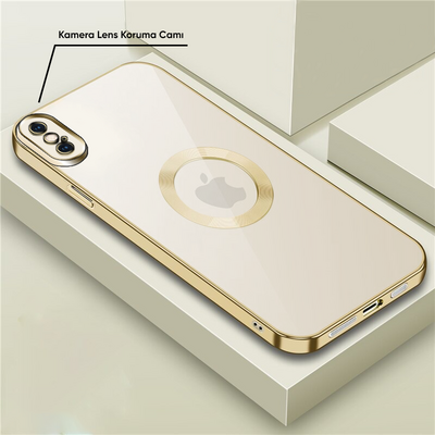Apple iPhone XS ゴールド ケース付き Apple iPhone XS Max Uyumlu Zebana Glint Silikon Gold Kılıf