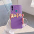 Huawei - Y9 Prime 2019 Zebana Love Bear Silikon Kılıf - Pembe - Lila