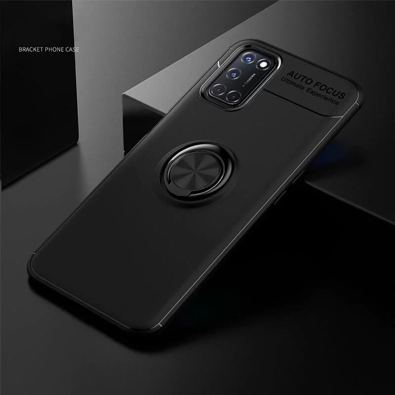 Oppo - A52 Zebana Yüzüklü Silikon Kılıf - Siyah