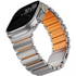 Zebana ZK1 Paslanmaz Çelik Titanyum Apple Watch 42mm/44mm/45mm/49mm Uyumlu Kordon - Şık ve Dayanıklı (SAAT DAHİL DEĞİLDİR) - Gri - Turuncu