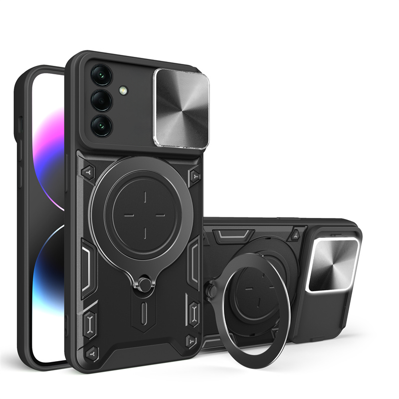 Samsung - Galaxy A55 Zebana Manyetik Standlı Armor Silikon Kılıf - Siyah