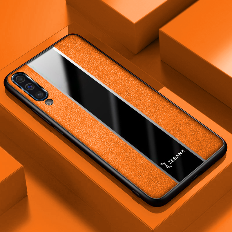 Samsung - Galaxy A70 Zebana Premium Deri Kılıf - Turuncu
