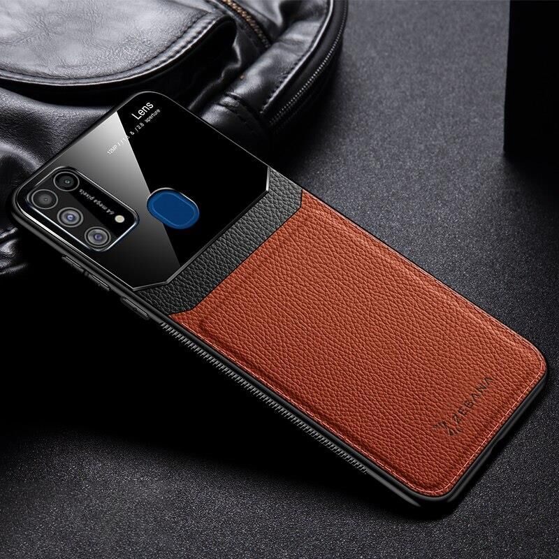 Samsung - Galaxy M30s Zebana Lens Deri Kılıf - Kahverengi