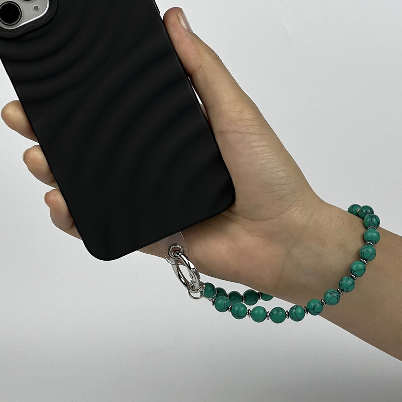 Sıkma Havlit Doğal Taş Telefon El Bilekliği - Yeşil