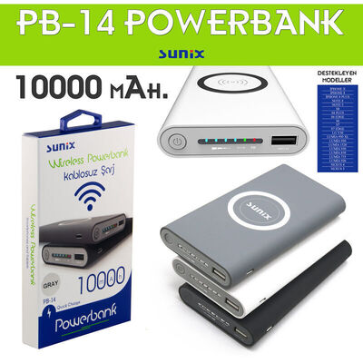 Sunix 10000mAH Kablosuz Powerbank PB-14 - Beyaz