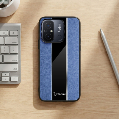 Xiaomi Redmi 12C Uyumlu Zebana Premium Deri Mavi Kılıf