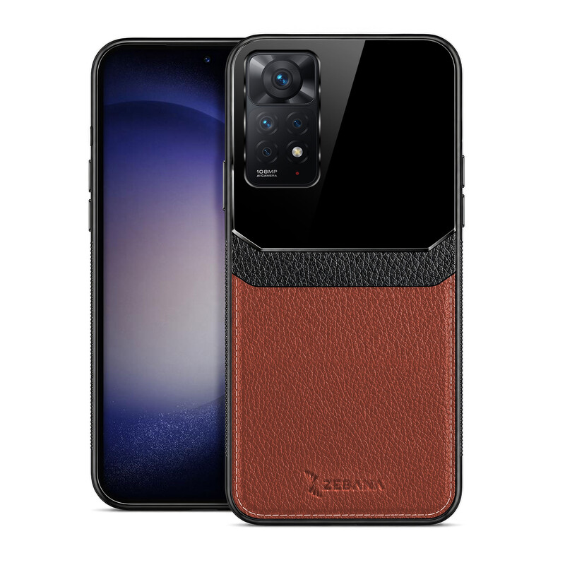 Xiaomi Redmi Note 11 Pro 5G Uyumlu Zebana Lens Deri Kahverengi Kılıf