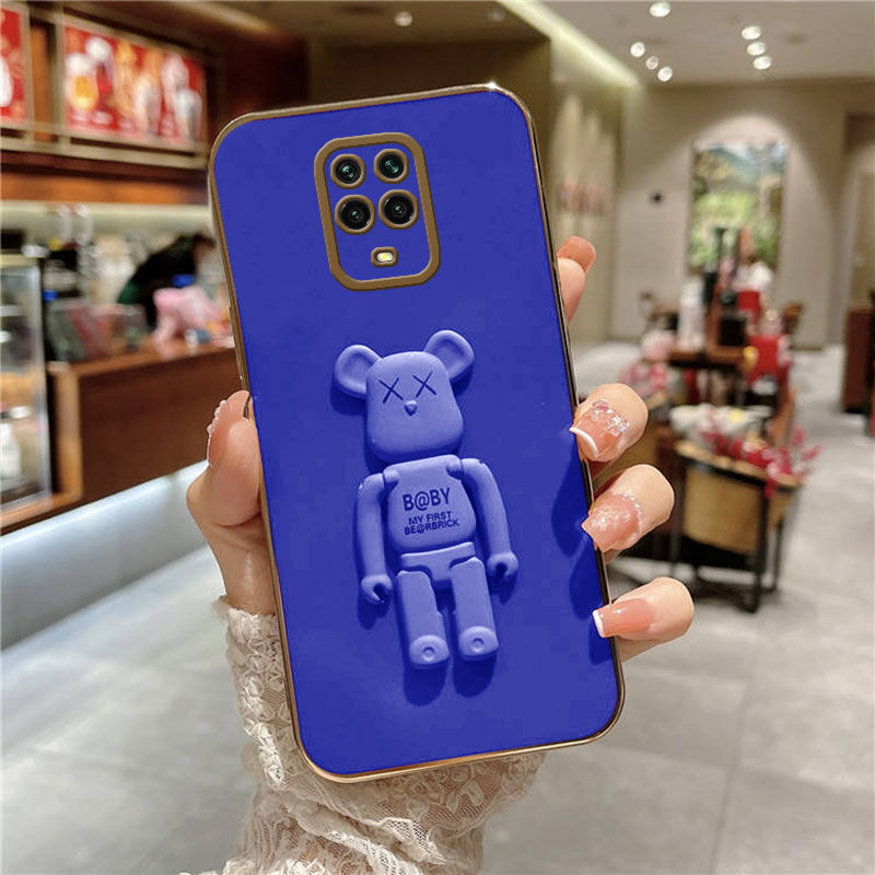 Xiaomi - Redmi Note 9 Pro Standlı Robotix Silikon Kılıf - Mavi
