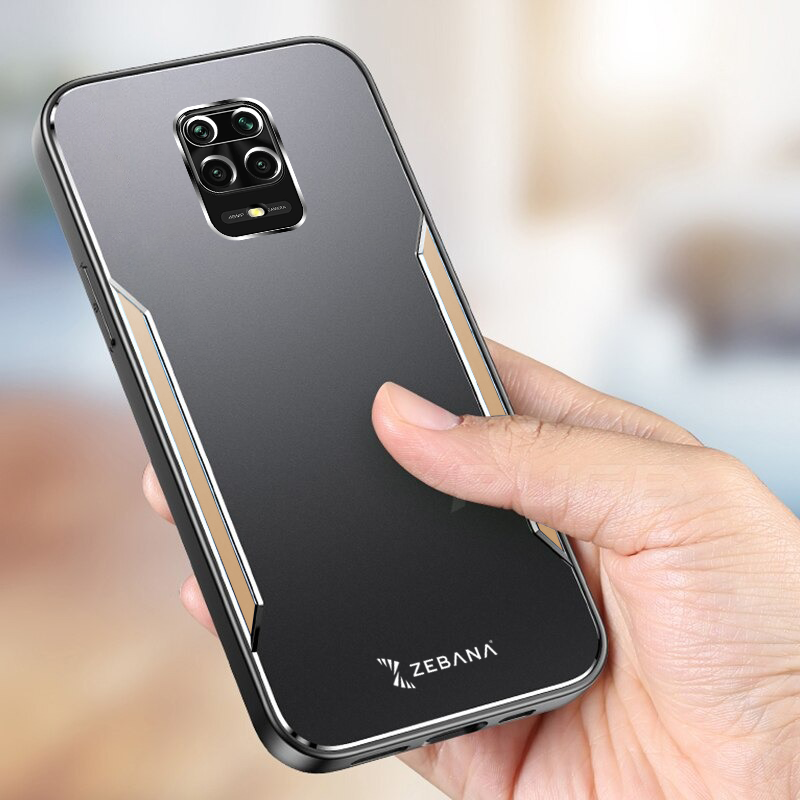 Xiaomi Redmi Note 9 Pro Kılıf Gold Zebana Metal Mitras Kılıf Silikon