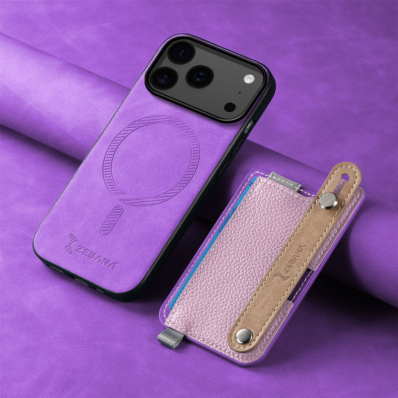 Apple iPhone 17 Pro Max Zebana M-safe 2in1 Kartlıklı Best Deri Mor